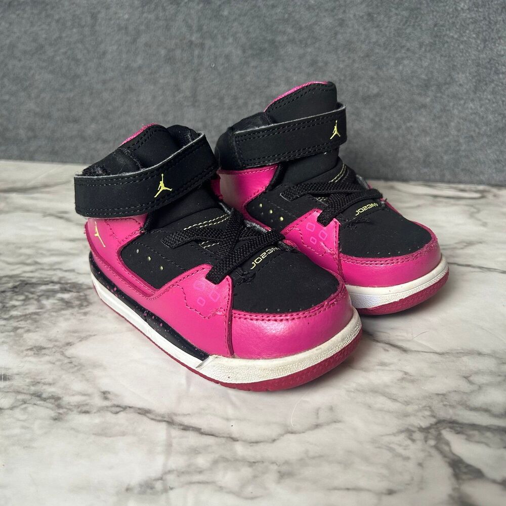 Air Jordan Toddler Flight SC-1 407496-048 Sz 6C Pink Black Leather Sneakers